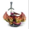 Ain't It Nice Dragon Statue with Medieval Sword and Crystal Ball - Collectible Dragon Figurine, Red - 4(L) 3.5(W) 7(H) inches view 2