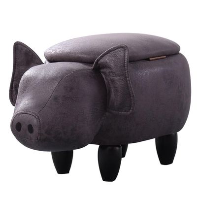 Ottoman Storage Stool Pigs Shape Animal Footstools for Bedroom, Living Room Or Entryway,Gift for Kids (Color : Dark Grey, Size : 33 * 34 * 66cm)