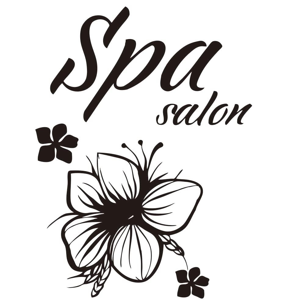 ANFRJJI Relaxing Spa Wall Decal  17"x23" Removable PVC Sticker with Floral Pattern for Massage Room, Salon or Home Decor, Easy to Apply and Peel, Perfect for Zen Vibe Creation(Black-JZY292-Spa salon)
