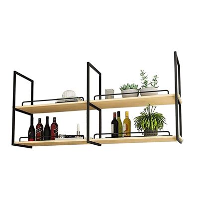 DMCHENGMA Ceiling Hanging Shelf with Guardrail - 2 Layer Ceiling Mount Storage Rack with Wooden Boards, Metal Display Stand for Wine Bottle Plants Books Storage Decor Shelving (Size : 160x30x80cm)
