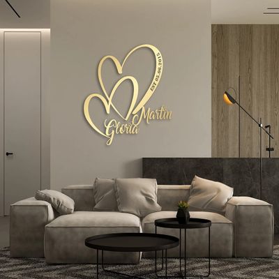 Double Heart, Custom Metal Wall Art, Modern Home Decoration, Metal Wall Decor, Housewarming Gift, Custom Metal Signs, Personalized Metal Signs, House Decor (Double Heart)