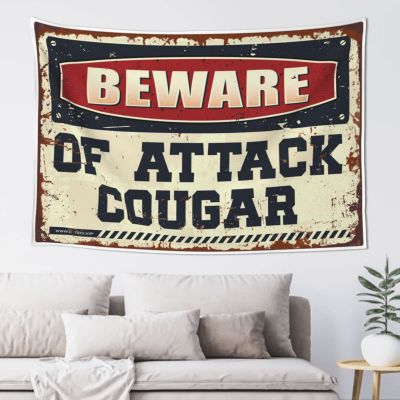 CakJuice Tapestries Room Decor Beware of Attack Cougar Tapestry Earthy Room Decor Tapestry Wall Art (Size : 100X150CM)