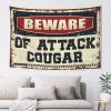 CakJuice Tapestries Room Decor Beware of Attack Cougar Tapestry Earthy Room Decor Tapestry Wall Art (Size : 100X150CM) view 1