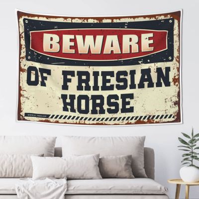 CakJuice Tapestries Room Decor Beware of Friesian Horse Tapestry Earthy Room Decor Tapestry Wall Art (Size : 100X150CM)
