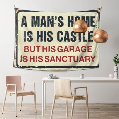 Garage Accessories for Man Cave A Man's Home is His Castle But His Garage is His Sanctuary Tapestry Stuff for Boys Room Tapestry with Words (Size : 100X150CM)