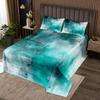 Erosebridal Teal Ombre Twin Quilt Set Gradient Coverlet Set, Grunge Bedding Watercolor Bedspread Set, Blue Abstract Art Bed Quilt Lightweight 2pcs with 1 Pillow Case, Room Decor view 1