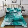 Erosebridal Teal Ombre Twin Quilt Set Gradient Coverlet Set, Grunge Bedding Watercolor Bedspread Set, Blue Abstract Art Bed Quilt Lightweight 2pcs with 1 Pillow Case, Room Decor view 2