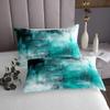 Erosebridal Teal Ombre Twin Quilt Set Gradient Coverlet Set, Grunge Bedding Watercolor Bedspread Set, Blue Abstract Art Bed Quilt Lightweight 2pcs with 1 Pillow Case, Room Decor view 3