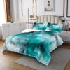 Erosebridal Teal Ombre Twin Quilt Set Gradient Coverlet Set, Grunge Bedding Watercolor Bedspread Set, Blue Abstract Art Bed Quilt Lightweight 2pcs with 1 Pillow Case, Room Decor view 4