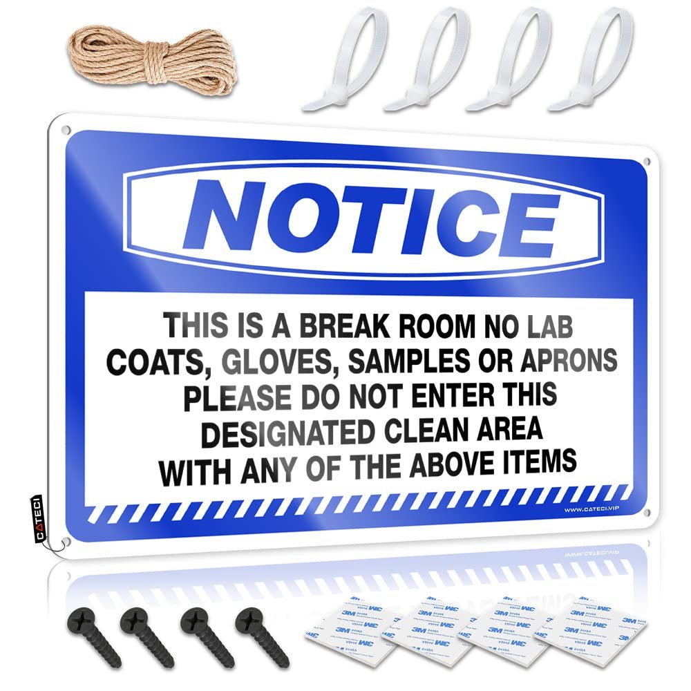 Abipuir Tin Sign Man Cave Decor Notice This is A Break Room No Lab Coats, Gloves Tin Sign Beer Decorations for Man Cave Funny Kitchen Decor (Size : 20X30CM)