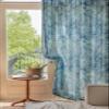 Blue Window Curtains Drapes for Living Room 96 Inch Length 1 Panel Set Long Cotton Linen Textured Floral Semi Blackout Farmhouse Darkening Curtain for Bedroom (Pinch Pleated Curtains, 63" W x 96" L) view 1