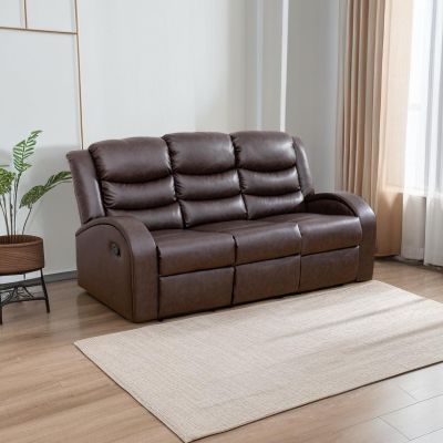 A Ainehome Luxury Recliner Sofa Living Room Furniture Set Reclining Couch Rv Sofa Chair Loveseat Recliner Couches (B-Brownish red Leather, Sofa), Sofa (3 seater)