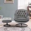 360 Swivel Chair Sofa Chair with Ottoman Set, Lounge Chair with Metal Base Frame & Footrest, Velvet Accent Chair TV Chair Upholstered Arm Chair Single Sofa for Living Room Bedroom Office, Gray view 2