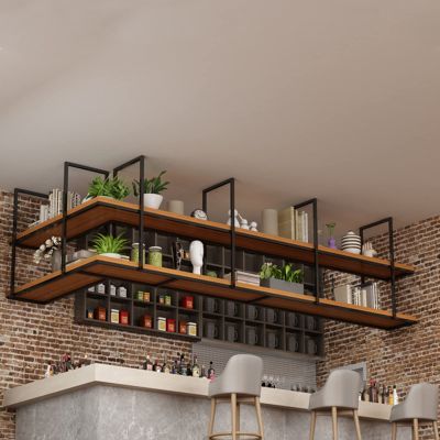 DMCHENGMA Ceiling Pot Pan Rack Decorative Rectangular Mounted Storage Shelf for Home, Restaurant Kitchen Cookware Utensils Books Household Hanging Floating Shelves (Size : 120x30x80cm)