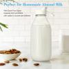 2 Pack Glass Milk Bottle with 2 Dispenser Caps, 100% Airtight Heavy Duty Screw Lid. 32 Oz Reusable Glass Water Jug with 3 Lids! Breast Milk Pitcher, Buttermilk, Nut, Juice, Syrup, Coffee Creamer view 4