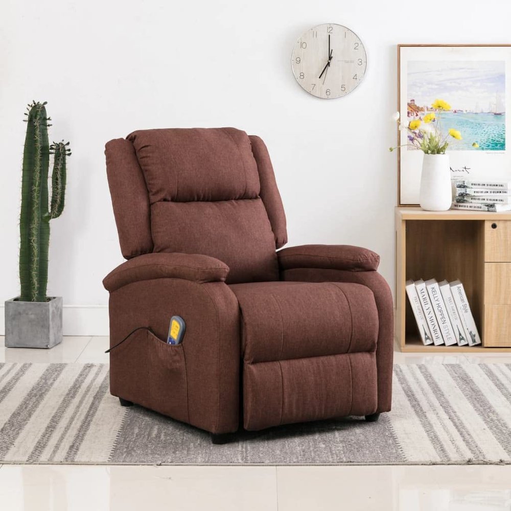 WEHUOSIF Massage Recliner,Lounge Chair, Living Room Chair, Modern Recliner,Theater Seating,Massage Office Chair,Adjustable Headrest and Footrest,for Living Room,Bedroom,Study,Brown Fabric