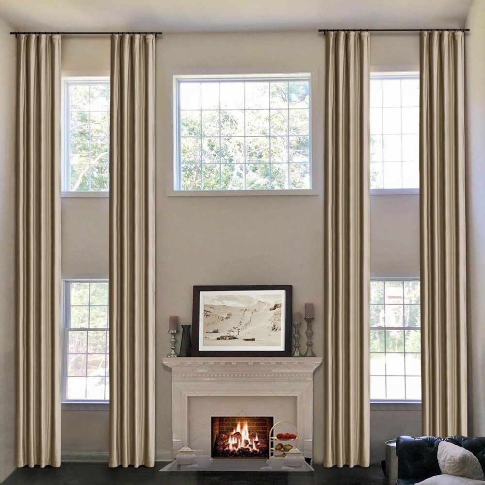 Frelement Velvet Curtains for High Ceiling Loft Bedroom Light Blocking Curtains Flat Hooks Curtains 192 Inches Extra Long Privacy Curtain Panels, 50" W x 192" L, 2 Panels, Cornstalk