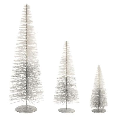 Melrose PVC and Metal Christmas Tree, Set of 3, White, Holiday Season Decoration