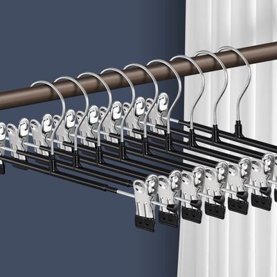 HWAJAN 14Inch Black Pants Hangers with Clips 20 Pack Adjustable Skirt Hangers for Women Non-Slip Trousers,Shorts Hanger for Jeans Clothes Hangers for Pants Heavy Duty Space Saving
