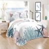weesire Coastal Bedding Queen Size with 2 Shams, Nautical Beach Comforter Sets Ocean Bedspreads Coastal Coverlet Summer Bedding, 90''x96'' view 1