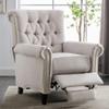 Yoluckea Push Back Single Recliner Chair Linen Tufted Reclining Reading Armchair, Modern Adjustable Home Theater Seating with with Nailheads Roll Arm (Tan) view 1