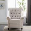 Yoluckea Push Back Single Recliner Chair Linen Tufted Reclining Reading Armchair, Modern Adjustable Home Theater Seating with with Nailheads Roll Arm (Tan) view 3