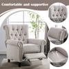 Yoluckea Push Back Single Recliner Chair Linen Tufted Reclining Reading Armchair, Modern Adjustable Home Theater Seating with with Nailheads Roll Arm (Tan) view 4