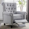 Yoluckea Push Back Single Recliner Chair Linen Tufted Reclining Reading Armchair, Modern Adjustable Home Theater Seating with with Nailheads Roll Arm (Gray) view 1