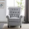 Yoluckea Push Back Single Recliner Chair Linen Tufted Reclining Reading Armchair, Modern Adjustable Home Theater Seating with with Nailheads Roll Arm (Gray) view 3