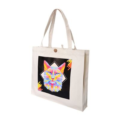 16" L x 14" H Reusable Canvas Cat Tote Bag,Grocery Bag,Beach Bag,Shopping Bag