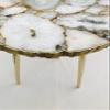 AANTHROPOLOGY By Rhea White Crystal Agate Organic Edge Side/Coffee Table (Gold - Finish), Diameter(16 inch) view 1