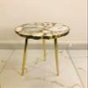 AANTHROPOLOGY By Rhea White Crystal Agate Organic Edge Side/Coffee Table (Gold - Finish), Diameter(16 inch) view 2