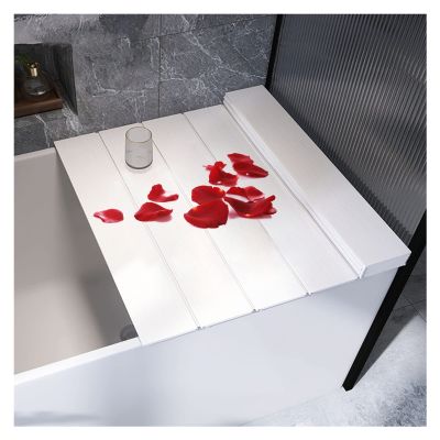 Bathtub Tray Foldable bathtub cover bath board, waterproof dustproof Bathtub Tray, insulation PVC Bathtub Insulation Board for home spa bath tray Multifunctional ( Color : White , Size : 43x31x0.28in