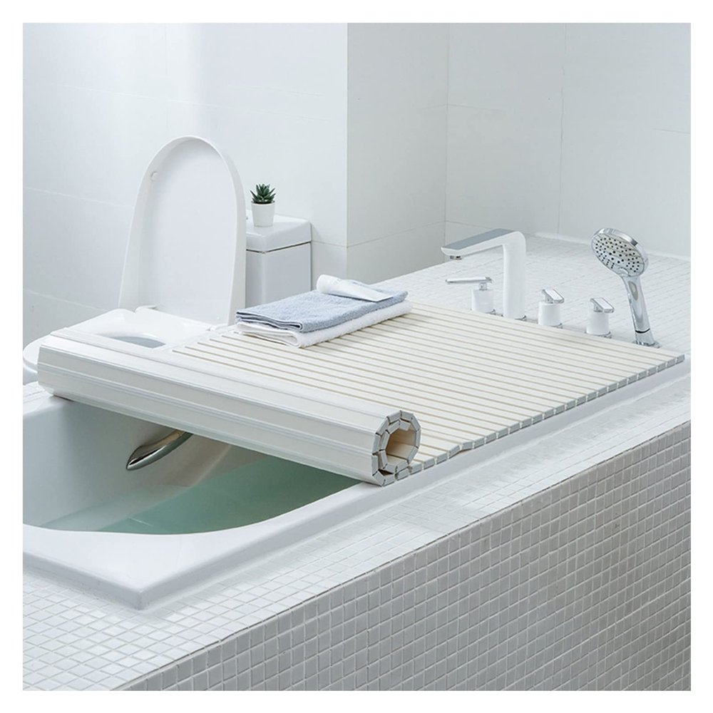 Bathtub Tray Dustproof Foldable Bathtub Cover Bathtub Insulation Cover, Bathtub Shelf Bath Lid Bathtub Tray Bath Boards Insulation Board, Width 70/80/90cm, Thickness 1.2cm Multifunctional ( Color : Wh