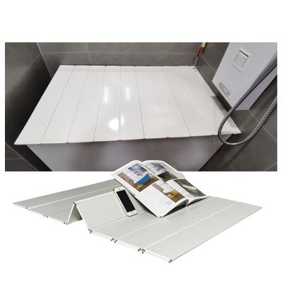 Bathtub Tray Folding Bathtub Cover Bath Shelf Bathtub Tray, Adjustable Storage Rack Dust-Proof Board Insulation Cover, 0.6cm Thickness PVC Shutter Bath Lid Multifunctional ( Color : White , Size : 70x