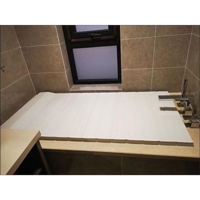Bathtub Tray Folding Bathtub Cover Bathtub Caddy Tray, Dust-Proof Board Insulation Cover Shutter Bath Lid Bath Tub Accessories for Phone Tablet Bracket, 0.6cm Thickness Multifunctional ( Color : White