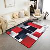 3D Abstract Design Area Rug 3'x5' Red Black Grey White Geometric Plaid Rug for Teens Adults Modern Simple Grid Decorative Washable Non Slip Carpet for Bedroom Office view 1