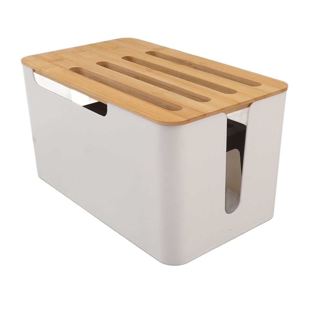 Router Storage Box, Power Strip and Cable Management Hider Rack, Wooden Router Shelf, Modem Router Cover Wood Shelf for Office Desktop Organizer Shelves