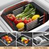 Cyrank Over The Sink Dish Drying Rack, Expandable Over Sink Grill Telescopic Drain Basket Kitchen Rack Drain Basket Sink Drying Rack(L#Black) view 2