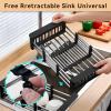 Cyrank Over The Sink Dish Drying Rack, Expandable Over Sink Grill Telescopic Drain Basket Kitchen Rack Drain Basket Sink Drying Rack(L#Black) view 3