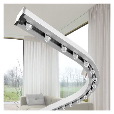 LZMZMQ White Hidden Curtain Track Flexible Bendable, Home/Office/Nursery/Hotel Recessed Sliding Curtain Rod, Ceiling Mount, 3.3-26.3ft Long, Aluminum Alloy (Size : 4.9ft(150cm))