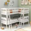 Merax L-Shaped Bunk Bed with Ladder for 4 People, Twin Size Wooden Bunk Bed Frame with Full-Length Guardrail, No Box Spring Required view 1