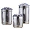 Food Storage Containers 3-Piece Food Storage Container For Kitchen Counter Brushed Stainless Steel Kitchen Canister Jars Set With Window,Pantry Organization And Storage For Tea Coffee Snacks Sugar view 1