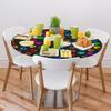 XMNYGJ Colorful Animal Pets Dog Cat Paw Prints Round Fitted Tablecloth Elastic Edge Waterproof Oil-Proof Table Cover Stain-Resistant Table Cloth Fits Round Tables 45 in to 56 in view 2