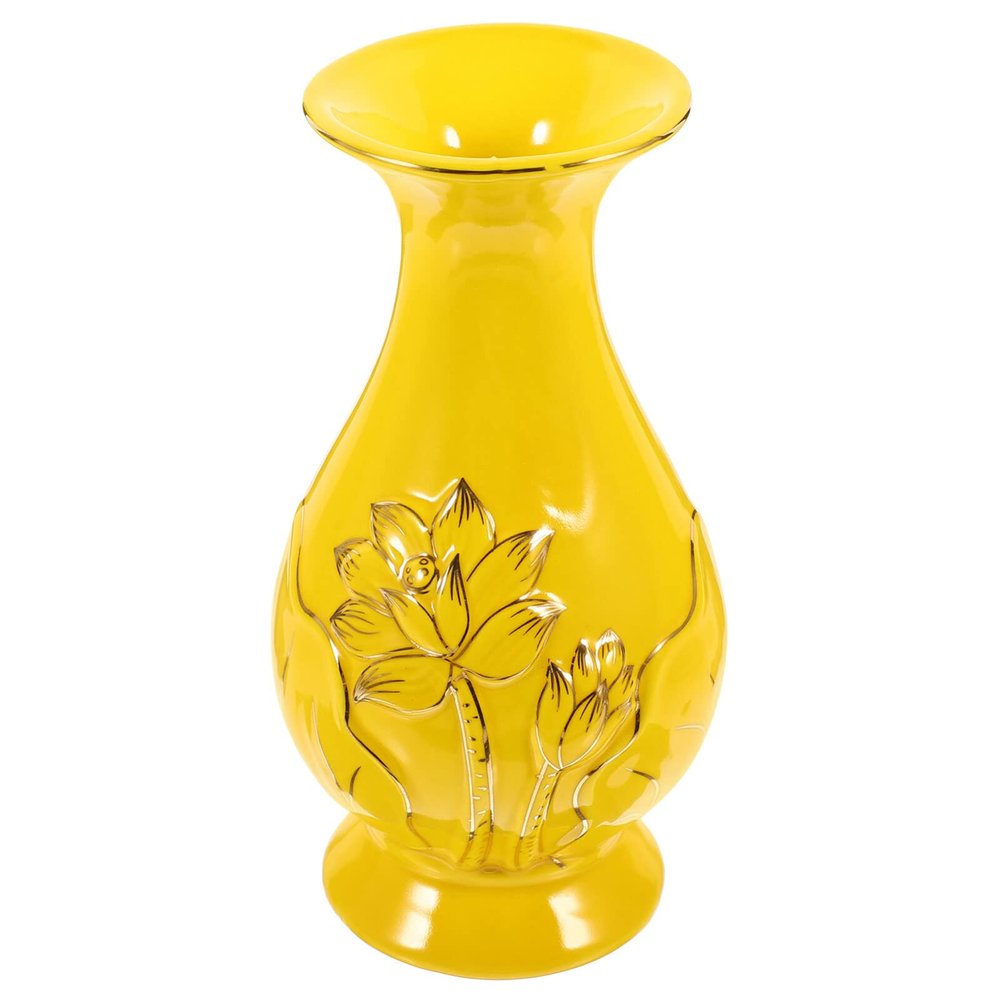 NUOBESTY Home Decor Buddhist Flower Vase Ceramic Buddha Lotus Flower Vase Water Purification Bottle Temple Altar Supplies Arrangement Container Table Decor Office Decor