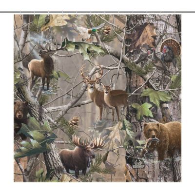 Camo Deer Camouflage Hunting Shower Curtain with Hooks Fabric Cloth Decor Bath Curtains for Bathroom Apartment 72x72Inch (183x183cm)
