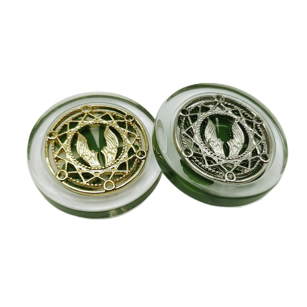 1 Pair Real Four Leaf Clover Pocket Coin - Angel Wings | Magic Coins, Lucky Charms & Shamrock Token | Guardian Angel Gifts, St. Patrick's Day & Sobriety (Gold & Silver)