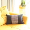 12" X 20" Black and Red Houndstooth Zippered Handmade Polyester Lumbar Pillow Cover view 2