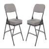 2 Pack Upholstered Premium Folding Chairs with Metal Frame and Fabric Padded Seat, 300 lbs Capacity (Grey) view 1