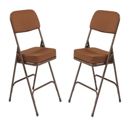 2 Pack Upholstered Premium Folding Chairs with Metal Frame and Fabric Padded Seat, 300 lbs Capacity (Gold/Brown)